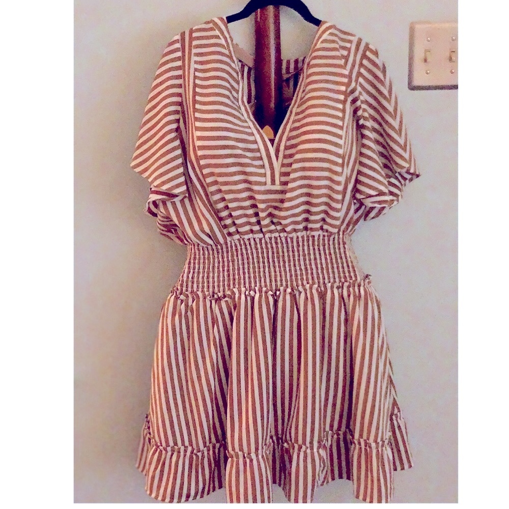 Brown/White Striped Dress